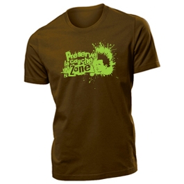 T-shirt homme coton BIO "Préserve la couche de zone" / Chocolat - vert