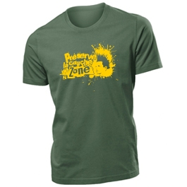 T-shirt homme coton BIO "Préserve la couche de zone" / Kaki - jaune